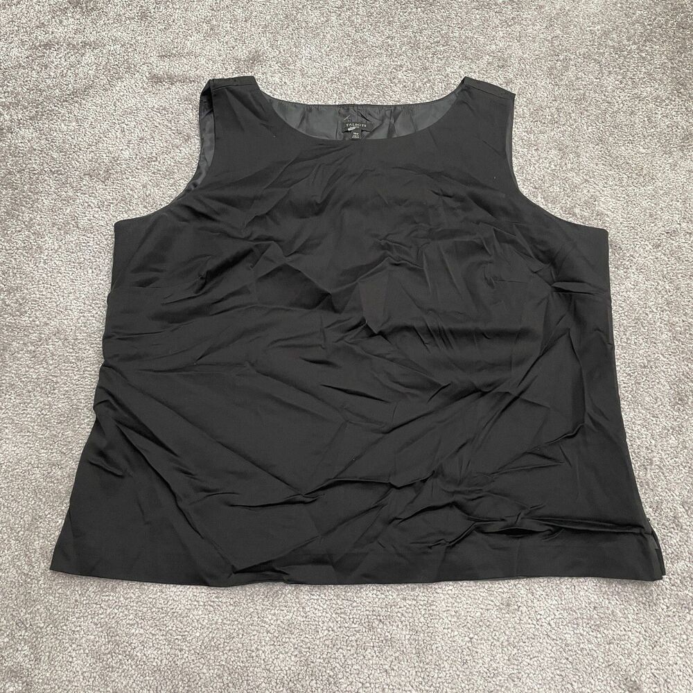 Talbots Classic Tank Top Womens 16W Black Sleeveless Side Zip Sleeveless Work